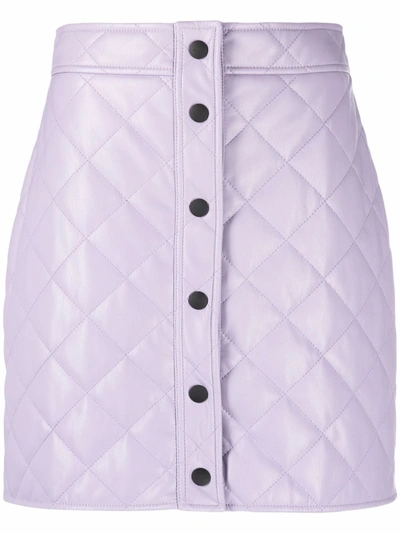 Shop Msgm Quilted Mini Skirt In Violett