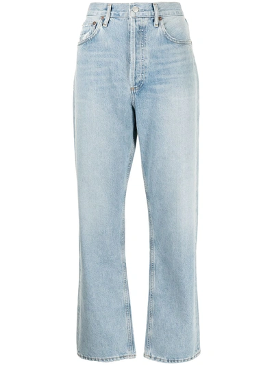 Shop Agolde High-rise Straight-leg Jeans In Blau