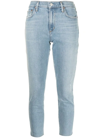 Shop Agolde Distressed-effect Skinny-fit Jeans In Blue