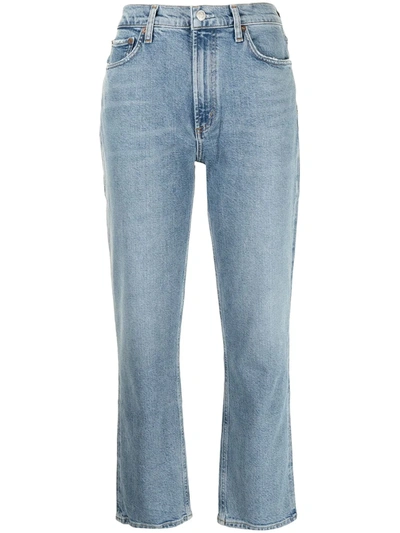 Shop Agolde Straight-leg Ankle-length Jeans In Blau