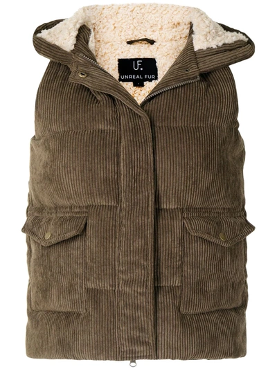 Shop Unreal Fur Berkeley Padded Vest In Braun