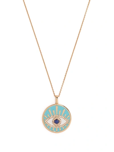 Shop Monan 18kt Rose Gold Evil Eye Diamond And Enamel Necklace In Rosa
