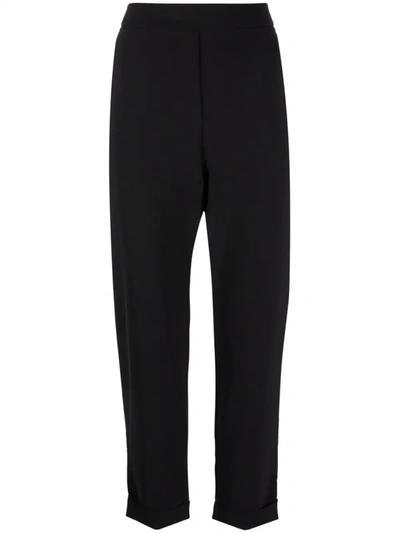 Shop P.a.r.o.s.h Elasticated Cropped Trousers In Schwarz