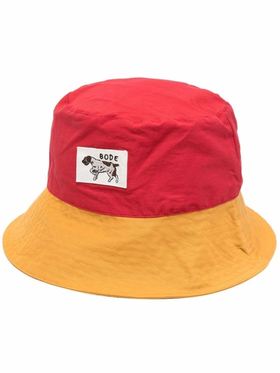 Shop Bode Colour-block Bucket Hat In Schwarz