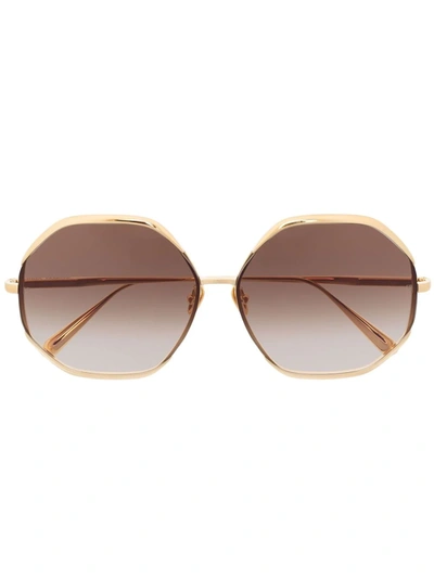 Shop Linda Farrow Camila Tinted Sunglasses In Gold