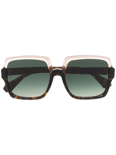 Shop Gigi Studios Square Tinted Sunglasses In Braun