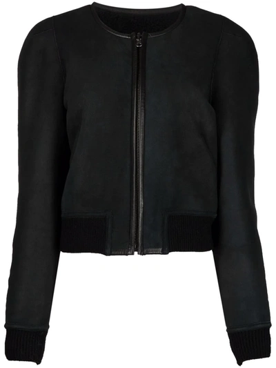 Shop Isabel Marant Étoile Collarless Wool Bomber Jacket In Schwarz