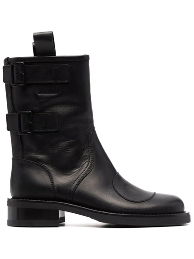 Shop Buttero Elba Leather Mid-calf Boots In Schwarz