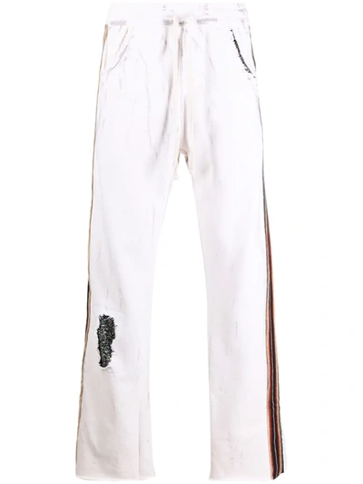 Shop Alchemist Distressed Tracksuit Bottoms In Weiss