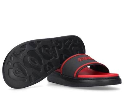 Shop Alexander Mcqueen Hybrid Logo Slides In Black