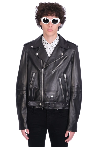 Shop Amiri Biker Jacket In Black Leather