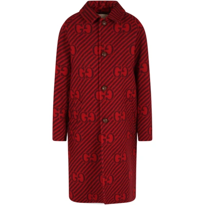 Shop Gucci Red Coat For Kids With Doubles Gg