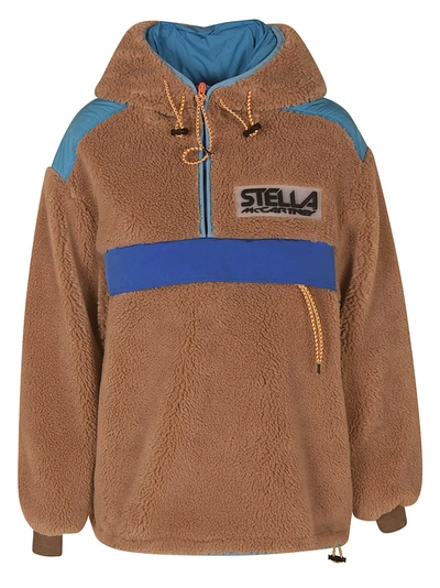 Shop Stella Mccartney Embossed Logo Fur Detail Jacket In Biscuit
