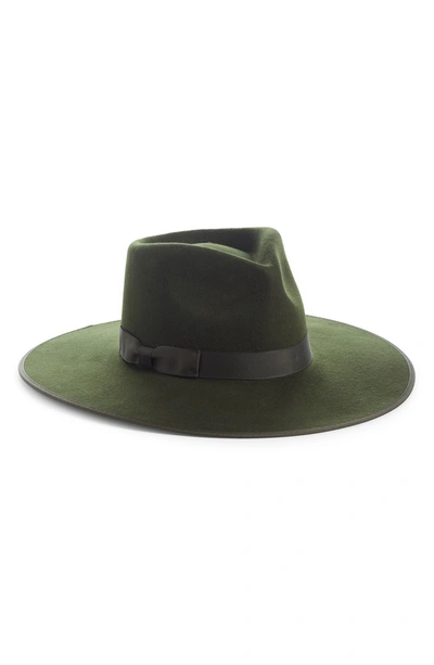 Shop Lack Of Color Rancher Wool Felt Fedora In Forest Green