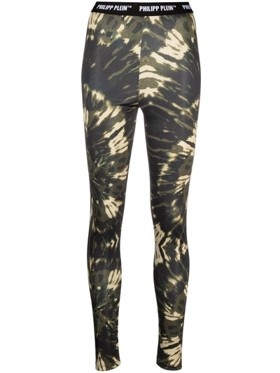 Shop Philipp Plein Tie-dye High-rise Leggings In Grün