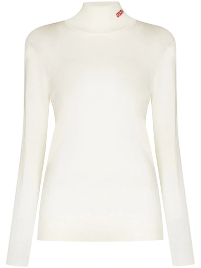 Shop 032c Logo-embroidered Roll-neck Jumper In Natural White