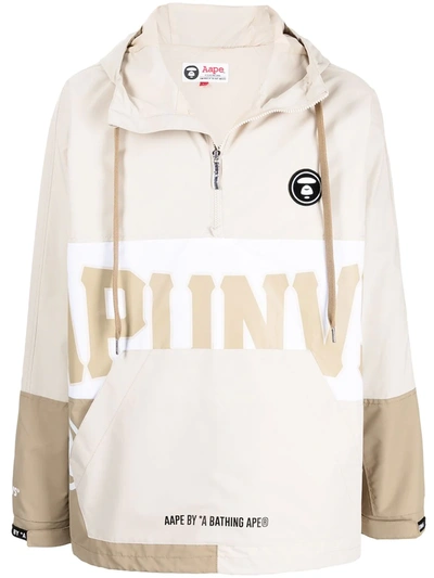Shop Aape By A Bathing Ape Aape Now Colour-block Hooded Jacket In Nude