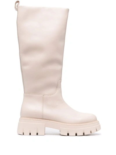 Shop Ash Low Chunky Heel Boots In Nude
