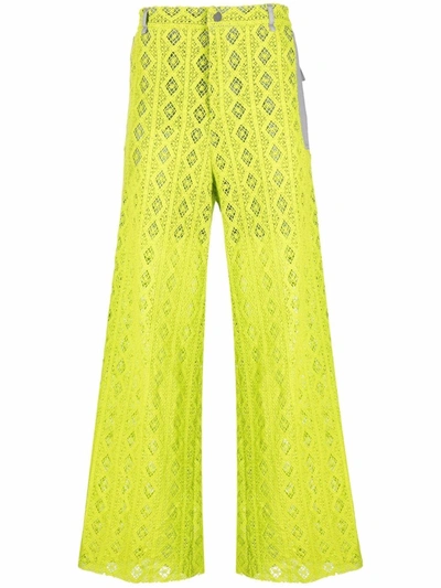 Shop A Better Mistake Wide-leg Lace Trousers In 30 Green