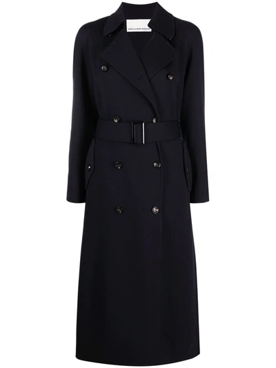 Shop Mila Schön Double-breasted Trench Coat In Blau
