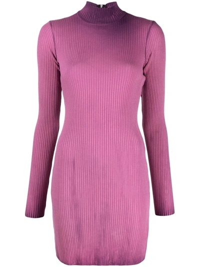 Shop Cotton Citizen Contrasting Dye Long-sleeved Dress In Violett