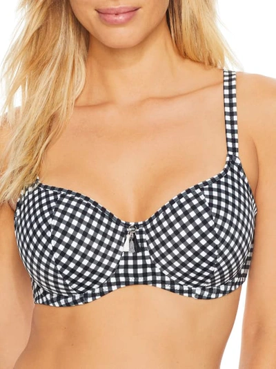 Shop Freya Check In Sweetheart Bikini Top In Monochrome