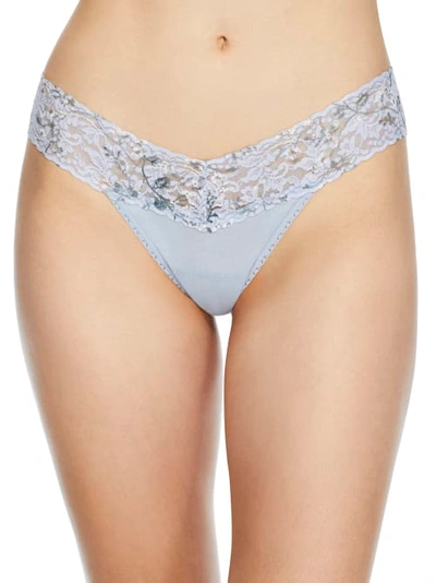 Shop Hanky Panky Supima Cotton Low Rise Thong In Dove Grey,misty Mead