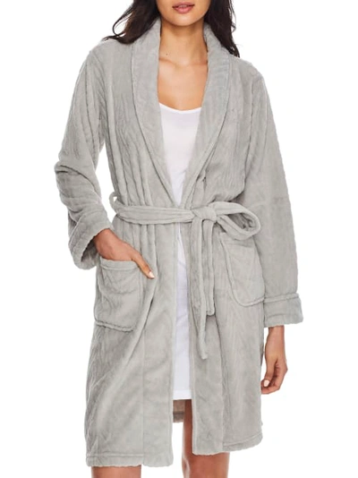 Shop Lauren Ralph Lauren So Soft Shawl Collar Fleece Robe In Grey