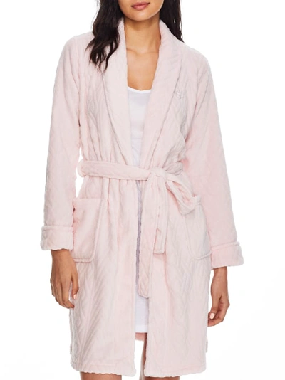 Shop Lauren Ralph Lauren So Soft Shawl Collar Fleece Robe In Pink