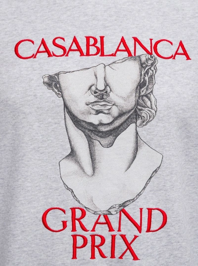 Shop Casablanca Gray Cotton Sweatshirt With Grand Prix Print In Grey