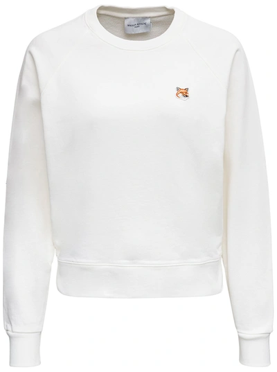 Shop Maison Kitsuné White Cotton Sweatshirt With Logo Patch