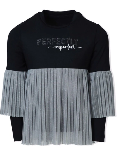 Shop Lapin House Glitter Pleat-detailing Sweatshirt In Black