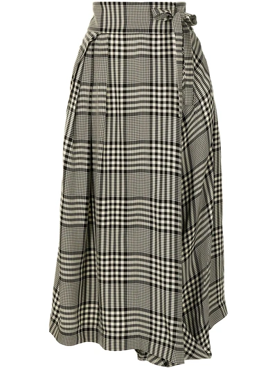 Shop Chloé Check-pattern Wrap-style Skirt In Grey