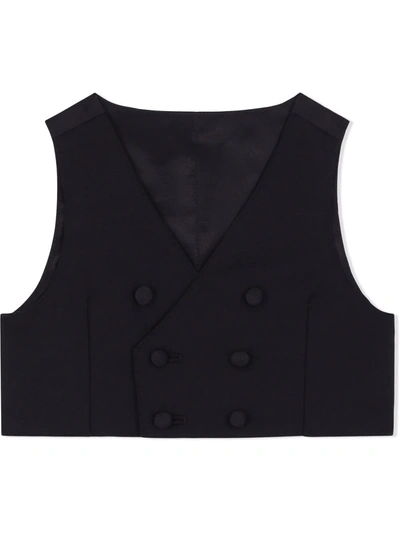 Shop Dolce & Gabbana Double-breasted Wool Waistcoat In Black