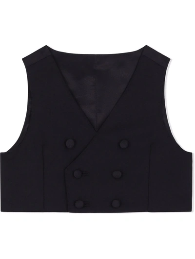 Dolce & Gabbana Double-breasted Wool Waistcoat In Black