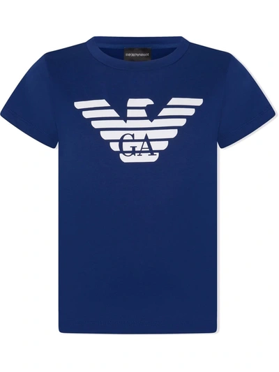 Shop Emporio Armani Logo-print Short-sleeve T-shirt In Blue