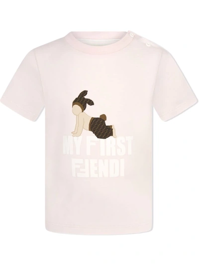 Shop Fendi My First  Graphic-print T-shirt In Pink