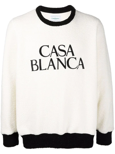 Shop Casablanca Logo-print Fleece Jumper In White
