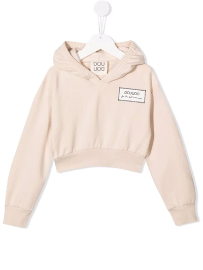 Shop Douuod Logo-print Cotton Hoodie In Neutrals