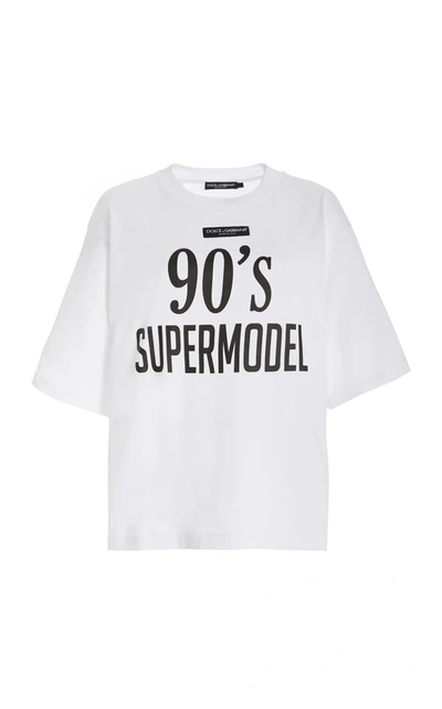 Shop Dolce & Gabbana Women's Oversized Logo Cotton T-shirt In White