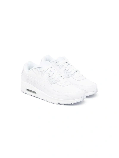 Shop Nike Air Max 90 Leather Triple Sneakers In White