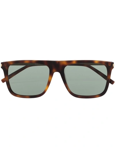 Shop Saint Laurent 495 Square-frame Sunglasses In Brown