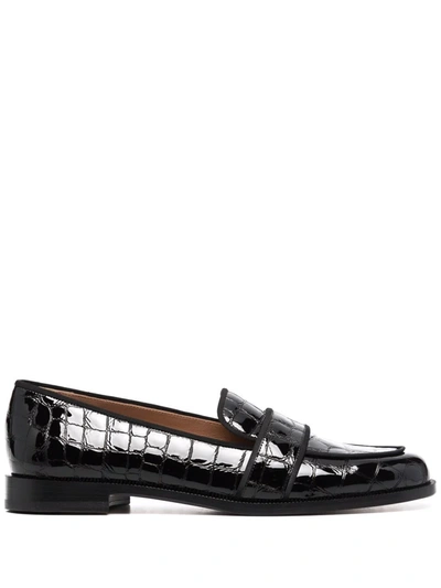 Shop Aquazzura Martin Snakeskin Mocassins In Black