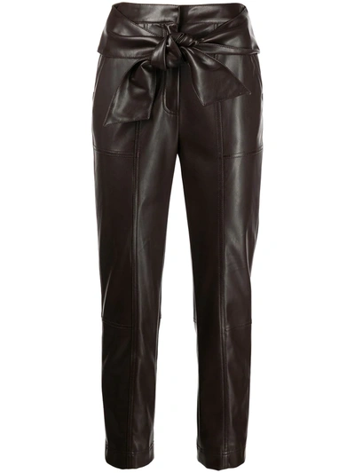 Shop Jonathan Simkhai Tessa Vegan Leather Cropped Trousers In Brown