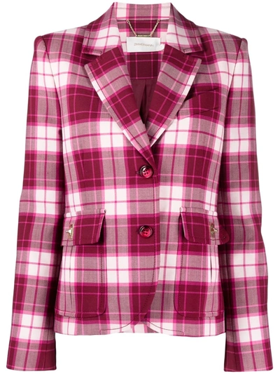 Shop Zimmermann Plaid-check Print Blazer In Pink