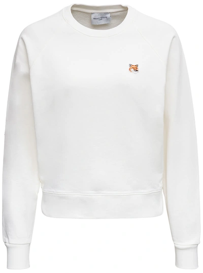 Shop Maison Kitsuné White Cotton Sweatshirt With Logo Patch