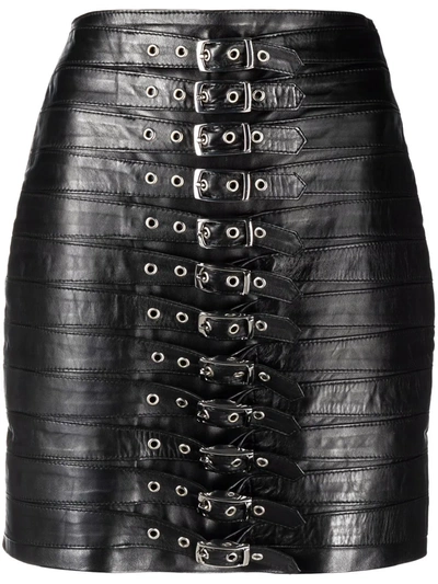 Shop Manokhi Dita Leather Mini Skirt In Schwarz