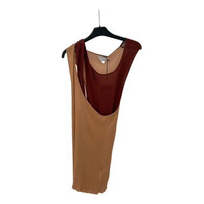 Pre-owned Bottega Veneta Silk Mini Dress In Beige