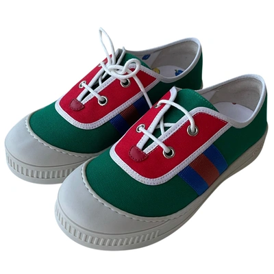 Pre-owned Gucci Cloth Trainers In Green