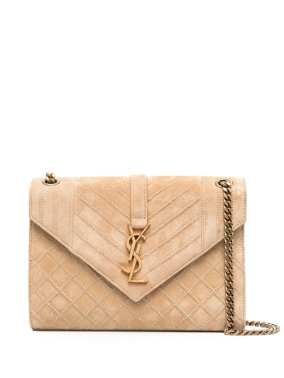 Shop Saint Laurent Medium Envelope Shoulder Bag In Neutrals